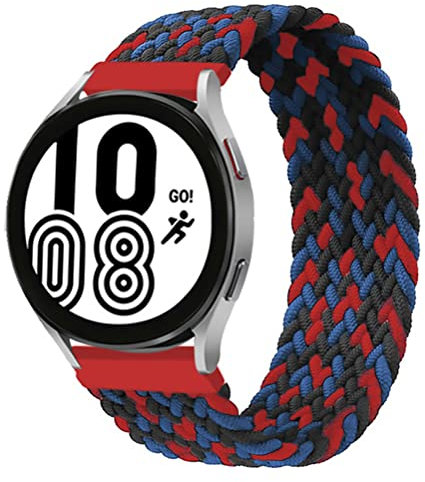 Geflochtener Solo Loop Strap Kompatibel mit Samsung Galaxy watch 3 45mm/Galaxy watch 46mm/Gear S3 Armband Dehnbare Verflochtenen Nylon Sport Ersatzband 22mm Elastic Watch Band(Schwarz Blau Rot,L)