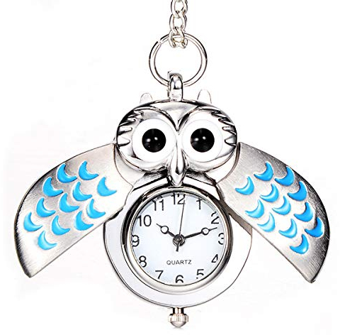 VILLCASE Cartoon Owl Wing Pocket Watch Quarz Anhänger Halskette