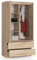 BDW Kleiderschränk 2 Türen, 4 Einlegeböden, Kleiderständer, 2 Schubladen, Mehrzweckschrank, Schubladenschrank, Garderobenschrank für Schlafzimmer, Wohnräume, 180x90x51cm, Eiche Sonoma