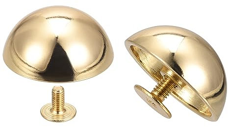 sourcing map Remaches de cabeza redonda hueca de cuero de 20 x 9 mm, tono dorado, 8 juegos