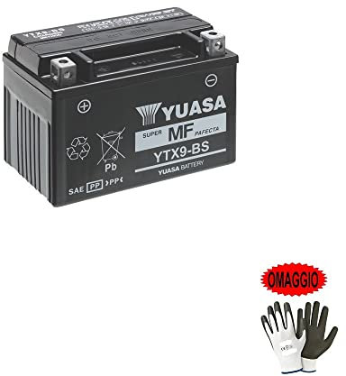 Compatible avec Yamaha XT E (3UW/3TB/4PT) 600 de 1990 à 2003 Batterie Yuasa prête à l'emploi YTX9-BS 8,4 ampères 12 volts 150 x 87 x 105 mm Séparateur AGM chargé