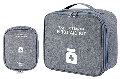 Medikamententasche, 2 Stück Großvolumige Notfalltasche , Große und Kleine Reiseapotheke Tasche, Tragbar, Wasserdicht, Medikamenten Aufbewahrung, Kann für Schule, Reisen, Zuhause, Camping usw (Grau)