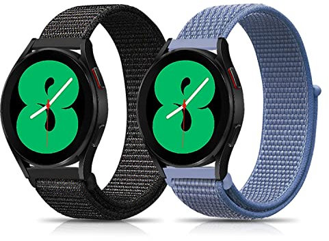 Niboow 20mm Cinturino per Samsung Galaxy Watch Watch 7/6 / 5/4 40mm 44mm / 6 Classic 43mm 47mm / Galaxy Watch FE 40mm, Traspirante Nylon Cinturino per Galaxy Watch 5 Pro 45mm - Nero+Blu