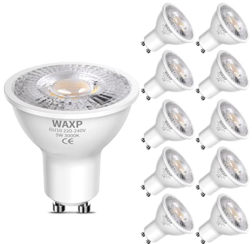GU10 LED Spot Light Bulbs Warm White 5W, 3000K, 365lm, No Flickering, Energy Saving Light Bulbs, Equivalent 40-50W GU10 Halogen Spotlight Bulbs, Non-Dimmable, 10 Pack