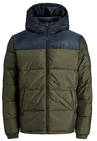 JACK & JONES Men's Regular Fit Long Sleeves Puffer Hood Forest Night, Size M