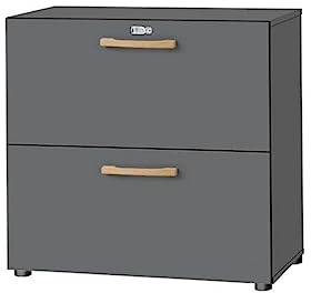 Aktenschrank abschließbar 80cm breit, Hängeregistraturschrank Graphit,Schreibtischschrank 2 OH, Mehrzweckschrank mit Griffen, Allzweckschrank, Haushaltsschrank, Büroschrank,Schrank aus Holz