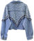 Jeansjacke Damen,Damen Jeansjacke Von Heavy Industry Mit Nieten Und Perlen Quaste Ausgewaschene Jeans Shacket Distressed Denim Trucker Abgeschnittener Cardigan Mantel Western Outwear Für Mädchen Her