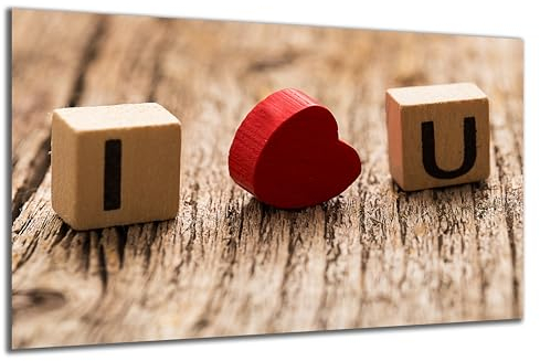 DARO Design - Wand-Bild auf 6mm HDF 84x56 cm Liebe I Love You Herz - Wand-Deko Bilder Geschenk