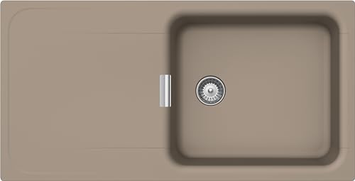 SCHOCK | Küchenspüle Wembley D100L Linie Green, 1 großes Becken mit Abtropffläche, umkehrbare Badewanne, Material ®Cristadur, Twilight Taupe matt, 1000 x 510 mm