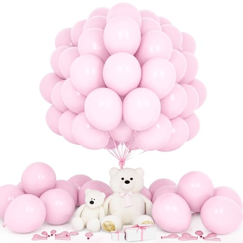 Teselife Ballons Pastel Rose, 50Pièces 12Pouces Macaron Rose Ballon Arche Guirlande Fille Femmes Anniversaire Baptême Douche Bébé Révélation Genre Mariage Proposition Valentin Douche Nuptiale Déco