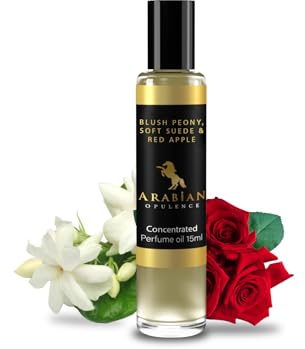 Arabian Opulence FR234 BLUSH PEONY, SOFT SUEDE & RED APPLE Roll-on Parfümöl | Konzentriertes Parfüm-Körperöl | Langanhaltendes Alkoholfreies Parfüm auf Ölbasis für Frauen | Reisegröße (15ml)