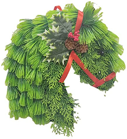 Weihnachten Pferdekopf Tür Hängende PVC Tür Hängende Dekoration Heiligabend Veranda Tür Dekoration Kreative Pferdekopf Ornament Türkranz Modern Außen (Multicolor, One Size)