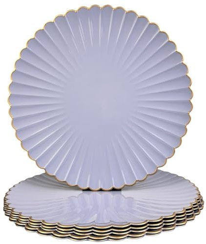 UOEKCS Grey Glossy Shagreen Charger Plates, 13 Inch Plastic Round Dinner Charger Plates for Wedding Party, Tabletop Decor. (Set of 6)