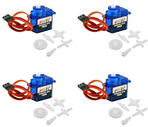Sparkleiot Feetech FS90R 360 Grad kontinuierliche Drehung Micro RC Servo 6 V 1,5 kg für Arduino Roboter, Hubschrauber, Flugzeug, Boot (4 Stück/Menge)