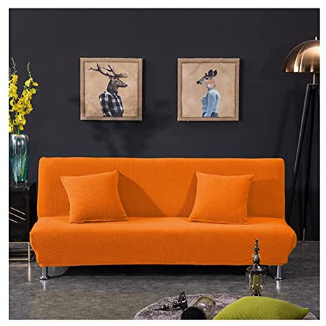 SPOUR Daesar Stretch-Sofabezug, Sofabezug für Zweisitzer, einfarbig, Gittermuster, Sofa-Schonbezug, Orange (Polyester, 2-Sitzer)