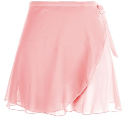 Damen Ballettrock Wickelrock Nebelrosa Chiffon Tanz Rock Verstellbare Taille Krawatten Gymnastik Ballettrock