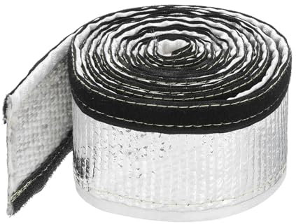 sourcing map 3mm Heat Shroud Aluminized Sleeving 3/8 ID x 10FT Aluminum Metallic Fiberglass Heat Shroud for Fuel Lines Cables Electrical Wiring