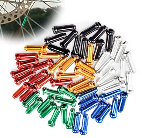 SULIUDAJI 60 x Fahrrad Endkappen Bremszug Endhülsen Schaltzug Endkappen für Bremsseil Schaltseil aus Aluminium in Mehrfarbig