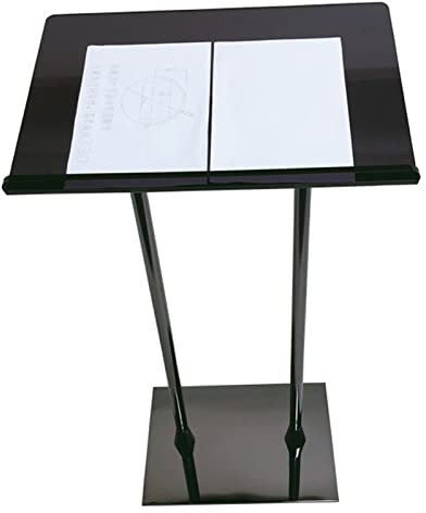 DGLEYUIK Rednerpult-Podiumständer, Acryl-Rednerpult-Kanzel, vernickeltes Eisen-Podium, vertikales schwarzes Podium, Informationsschalter für Schulleiter, Konferenztisch für Unternehmen, Vortrag