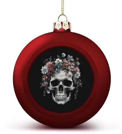 SKTNBM Weihnachtsbaumschmuck zum Aufhängen, Totenkopf in Dunkelheit, Weihnachtskugeln für Weihnachtsbaum, Hochzeit, Party, Dekoration, 2 Stück