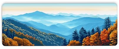 Great Smoky Mountains Schreibtischunterlage, USA-Nationalpark-Landschaft, Gaming-Mauspad mit gesäumten Kanten und rutschfester Unterseite, Tastatur- und Mauspad, Schreibtischunterlage für Büro,