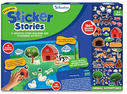 Skillmatics Sticker Stories – Storytelling Kit with 150+ Reusable Stickers | Creative Story & Skill Building, Preschool & Kindergarten Toy, Educational Gift for Boys & Girls Ages 3, 4, 5, 6, 7