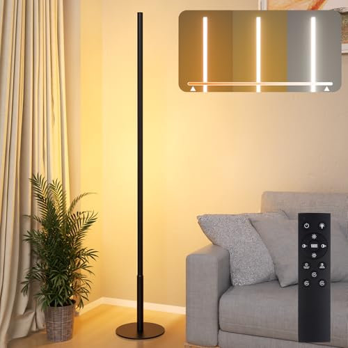Hzitcigm Lampade da Terra per Soggiorno, Dimmerabile Piantana Lampada da Terra LED con Telecomando, Regolabili Continuo Luminosità & Colori 2700K-6500K Lampada da Terra Angolare per Camera, Ufficio