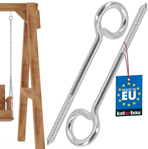 KOTARBAU® 2er Set Schaukelhaken - ⌀ 12 x 240 mm - Schraubhaken mit Holzgewinde - Haken zum Schrauben für Holzbalken - Schaukel Befestigung - Gewunden - verzinkter Stahl - Silber