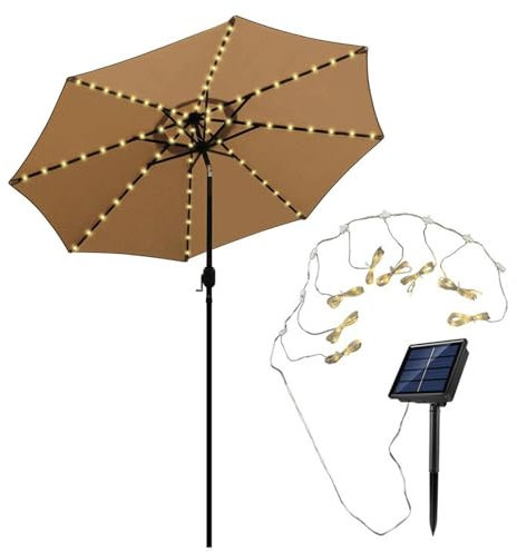 Luci per ombrellone da giardino, per ombrellone da patio, luce a corda per ombrellone, lampadina impermeabile per ombrellone, lampada solare per esterni, decorazione da giardino per patio e tende