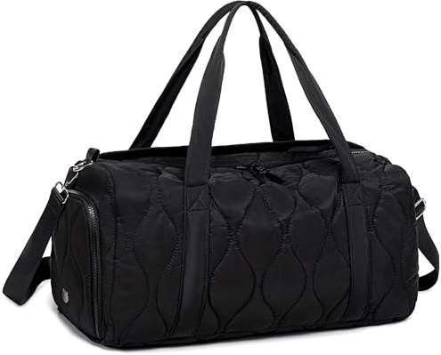 LEDAOU Sporttasche Kinder, Schwimmtasche, Reisetasche, Schuhfach, Nassfach (Reinschwarz)