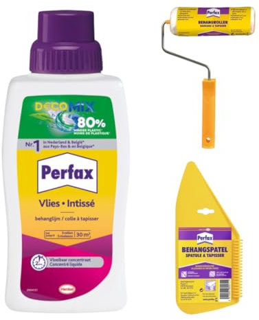 Tapeten Set für Vliestapeten – inkl. DecoMix Kleister, Tapezierspachtel & Roll-On Abroller – umweltfreundlich, einfach & präzise – für Vlies-, Papier- & Vinyltapeten (Tapezierset)