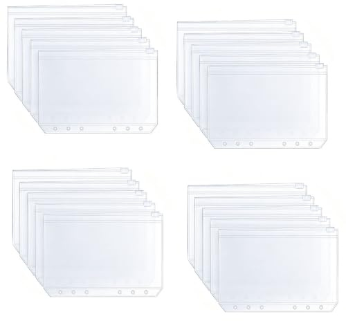 Armastuse 20 Pezzi Tasche Per Raccoglitori A5, 6 Fori Raccoglitore Sacchetto In Plastica Con Cerniera, Trasparente Impermeabile Cerniera Borsa A Fogli Mobili Per Documenti