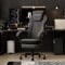 EIZIMZVU Chaise de Bureau Ergonomique avec appuie-tête et Repose-Pieds, Fauteuil Gamer pour Personnes Fortes, Chaise Haute Dossier pivotante en Cuir PU pour Bureau et Maison (Black2)