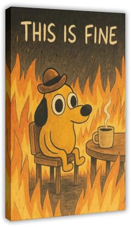 OAHFDF Leinwandposter This Is Fine Meme, Wandkunst, Dekordruck, Gemälde für Wohnzimmer, Schlafzimmer, Dekoration, 30 x 45 cm