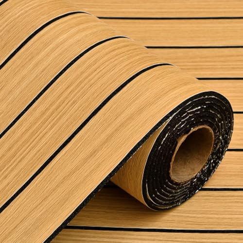 ANBILILA Panneaux muraux imitation bois 40x300CM autocollants effet bois 3D insonorisants en vinyle en mousse pour fond TV chambre ou salon