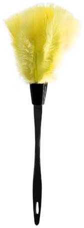 SENRISE, spolverino con piume di tacchino, spolveratori per la pulizia con manico, strumento di pulizia per casa, mobili, auto (giallo)