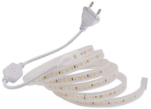 XUNATA 3m 220V Tiras LED, SMD 2835 120LEDs/m, IP67 Impermeable, Escalera de Techo Blancas Tira de LED Cocina Cable Luces LED Blanco neutro