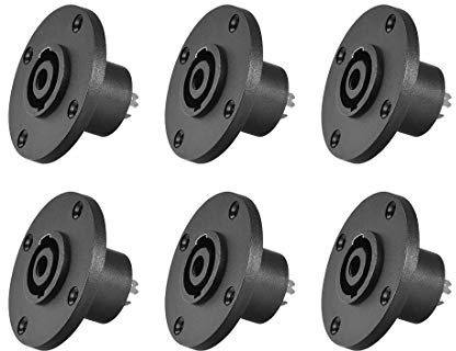 sourcing map 4-Pin Panel Mount Connector, Speaker Jack Twist Lock, Round Speaker Jack Plate with Metal Insert,6Pcs