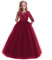 Vestito da bambina con fiori, da principessa, per feste, matrimoni, feste, damigelle d'onore, abito da cocktail elegante, lungo abito da sera per la comunicazione, Rosso vino del tesoro, 11-12 Anni