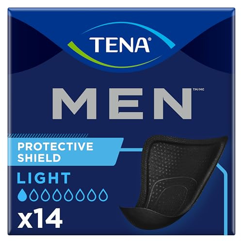 TENA Men Level 0 x14 - Compresa Protectora Fina para Hombre - Para Incontinencia y Goteo Ocasional - Protector Ligero y Absorbente - 14 Unidades - Color Negro - Paquete Mensual