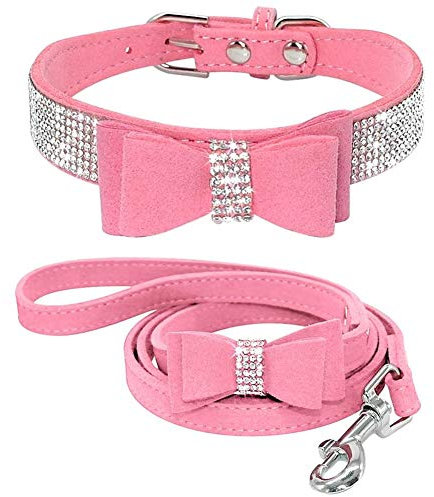 ETOPARS Ensemble de Laisse et Collier de Chien en Strass, Cristal de Diamant, Mignon