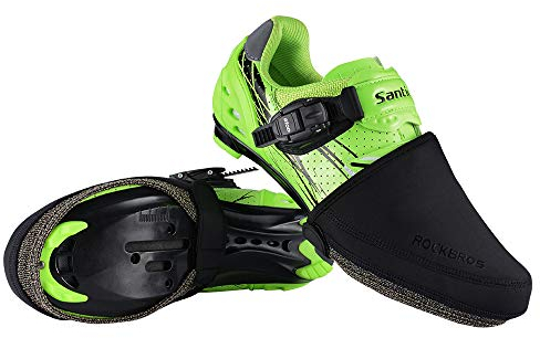 ROCKBROS Halb Überschuhe Fahrrad Shoecover Wasserabweisend Winddicht Überzieher für Radsport MTB Rennrad Herren Damen Schwarz (für 39-45)