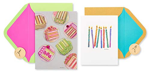 Papyrus Geburtstagskarten, entworfen von Bella Pilar, Kuchen und Kerzen, 2 Stück