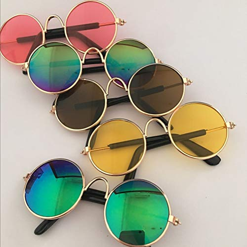 U/K Super Cute pet Brille stilvolle Hund Katze Coole Sonnenbrille metallrahmen runde Coole Foto tragbar und nützlich