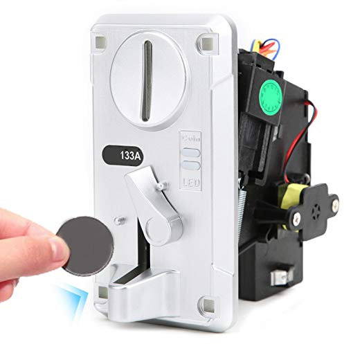 Hztyyier CPU Avanzata Gettoniera Gettoniera Sorter Box Acceptor CPU con LED Light Flip Cover per Distributore Automatico Accetta Kit di Gioco Arcade(Argento)