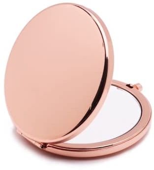 Meet-shop Make-up-Taschenspiegel,Tragbarer Taschenspiegel Reise klappbarer Mini Retro Runder Schminkspiegel 70mm Breiter Beleuchteter Spiegel, Roségold