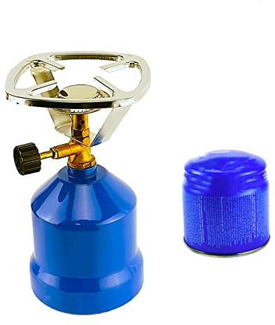 Lacosvi - Hornillo camping Gas Portátil Color Azul Con 1 Bombona de Gas 190g Perforable