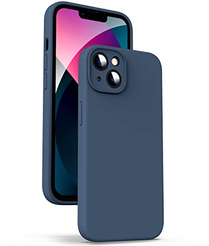 Supdeal Liquid Silikon Hülle für iPhone 13, [Kameraschutz] [Anti Fingerabdruck] [Kabelloses Laden] Flüssige Silikon Handyhülle Schutzhülle, Eingebaute Mikrofaser Case Cover, 6,1, Dunkelblau