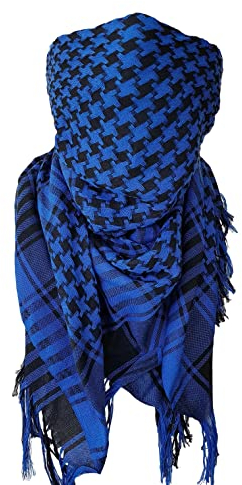 THE ART BOX Men Shemagh Wickeln Baumwolle Scarf Königsblau - 110x110cm Unisex Halstuch Palästinenser Tuch Military Kufiya Taktisch Wüste Arabisch Scarf