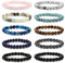 JeweBella 10 Pièces Bracelet Pierre Naturelle pour Femmes Hommes Bracelet Perle Quartz Rose Amethyste Agate Rouge Noir Onyx Hématite Oeil de Tigre Bracelet Couples Stretch Bracelets